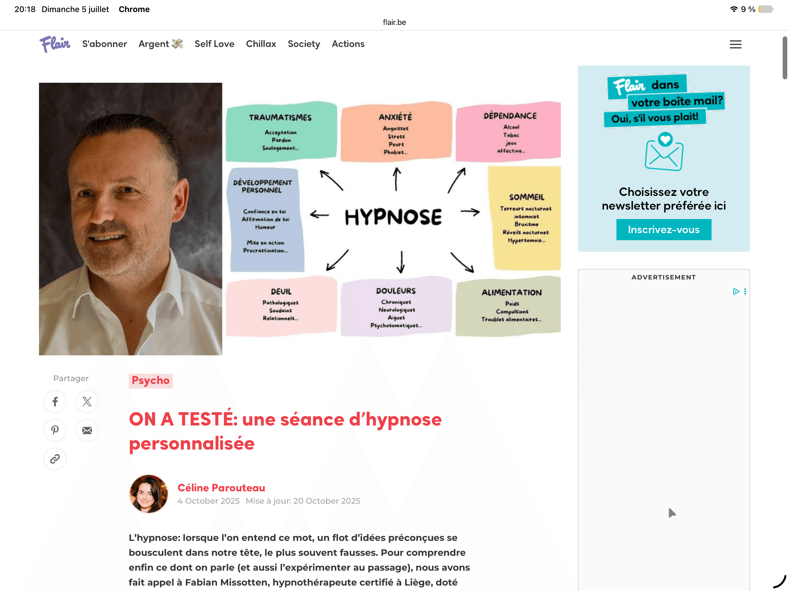 On a testé une séance d'hypnose personnalisée avec Fabian Missotten